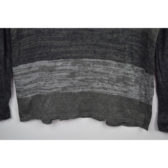 Eileen Fisher Womens Sweater Open Knit Linen Gray Striped Long Sleeve Sz Medium - Picture 6 of 16